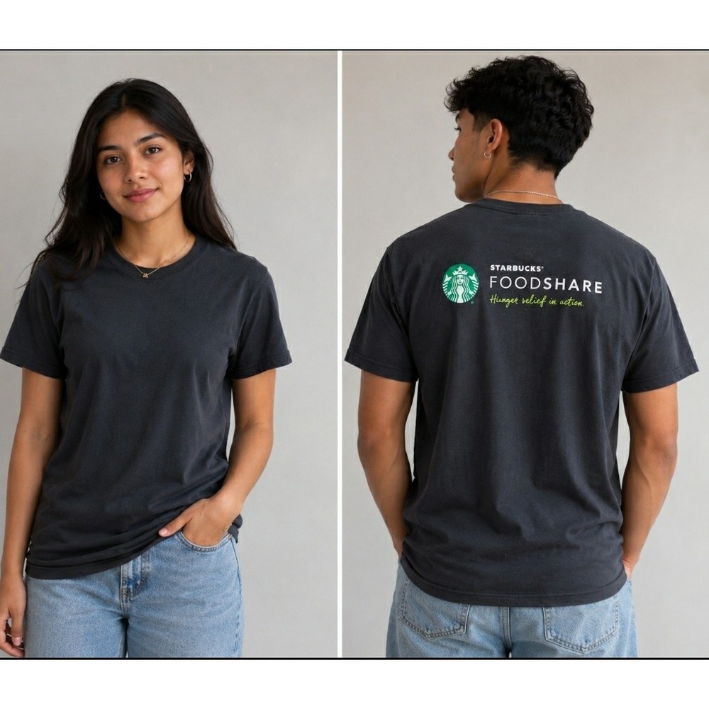 Starbucks FoodShare T-Shirt Unisex XL Black Hunger Relief Partner Employee Tee